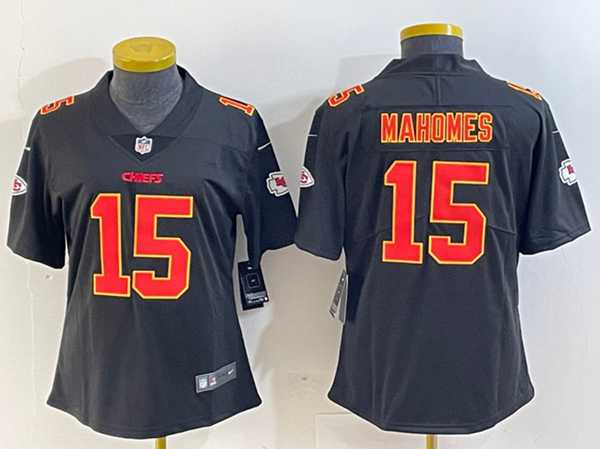 Womens Kansas City Chiefs #15 Patrick Mahomes Black Vapor Untouchable Limited Football Stitched Jersey->->Women Jersey